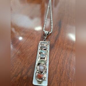 Selenite Pendant with 7 Chakra Stones